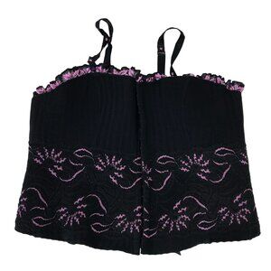 CACIQUE - WOMEN'S 18/20 - BLACK LACE-UP HOOK & EYE CORSET